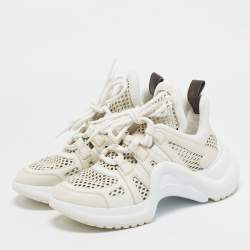 Louis Vuitton Cream Leather Archlight Lace Up Sneakers Size 39