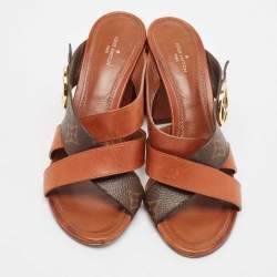 Louis Vuitton Brown Monogram Canvas and Leather Horizon Sandals Size 39