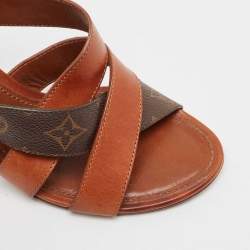 Louis Vuitton Brown Monogram Canvas and Leather Horizon Sandals Size 39