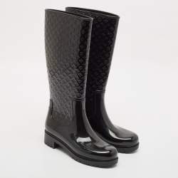 مملوكة مسبقًا Louis Vuitton Black Monogram Rubber Rain Boots Size 38