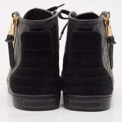 Louis Vuitton Black Leather and Rubber Punchy High Top Sneakers Size 39