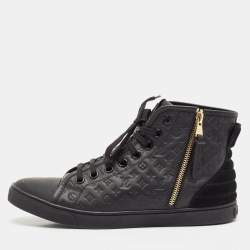 Louis Vuitton Black Leather and Rubber Punchy High Top Sneakers Size 39