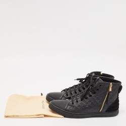 Louis Vuitton Black Leather and Rubber Punchy High Top Sneakers Size 39