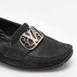 Louis Vuitton Black Suede Initiales Loafers Size 36.5