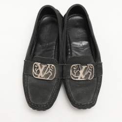 Louis Vuitton Black Suede Initiales Loafers Size 36.5
