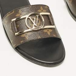 Louis Vuitton Monogram Canvas Lock It Flat Slides Size 41