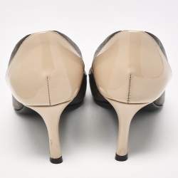 Louis Vuitton Brown/Beige Leather and Patent Leather Chérie Pumps Size 36.5