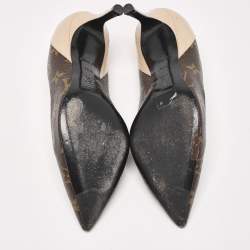 Louis Vuitton Brown/Beige Leather and Patent Leather Chérie Pumps Size 36.5