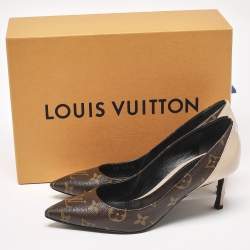 Louis Vuitton Brown/Beige Leather and Patent Leather Chérie Pumps Size 36.5