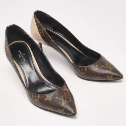 Louis Vuitton Brown/Beige Leather and Patent Leather Chérie Pumps Size 36.5