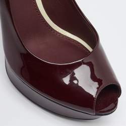 Louis Vuitton Burgundy Patent Leather Eyeline Platform Pumps Size 39