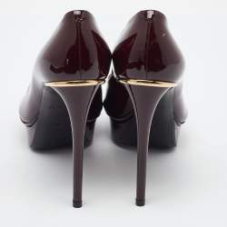Louis Vuitton Burgundy Patent Leather Eyeline Platform Pumps Size 39