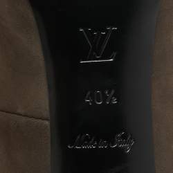 Louis Vuitton Brown Suede Empreinte Fold Over Lace Up Ankle Boots Size 40.5