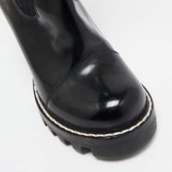 Louis Vuitton Black Knit Fabric and Leather Star Trail Glazed Sock Boots Size 37.5