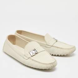 Pre Owned Louis Vuitton Cream Nubuck Leather Lombok Slip On Loafers Size 41
