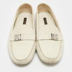 Pre Owned Louis Vuitton Cream Nubuck Leather Lombok Slip On Loafers Size 41