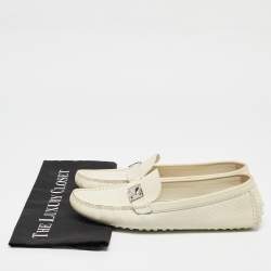 Pre Owned Louis Vuitton Cream Nubuck Leather Lombok Slip On Loafers Size 41
