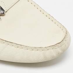 Pre Owned Louis Vuitton Cream Nubuck Leather Lombok Slip On Loafers Size 41