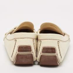 Louis Vuitton Cream Leather Oxford Loafers Size 40