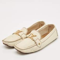 Louis Vuitton Cream Leather Oxford Loafers Size 40