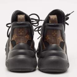 Louis Vuitton Black/Brown Mesh and Monogram Canvas Archlight Sneakers Size 37.5