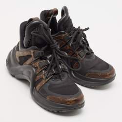 Louis Vuitton Black/Brown Mesh and Monogram Canvas Archlight Sneakers Size 37.5