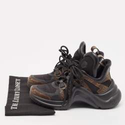 Louis Vuitton Black/Brown Mesh and Monogram Canvas Archlight Sneakers Size 37.5