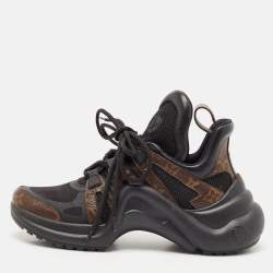 Louis Vuitton Black/Brown Mesh and Monogram Canvas Archlight Sneakers Size 37.5