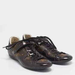 Louis Vuitton Brown Monogram Canvas and Patent Leather Low Top Sneakers Size 37.5