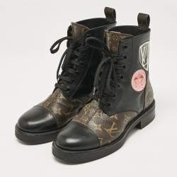 Louis Vuitton Monogram Canvas and Leather Wonderland Ranger Combat Boots Size 36