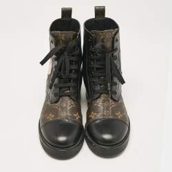 Louis Vuitton Monogram Canvas and Leather Wonderland Ranger Combat Boots Size 36