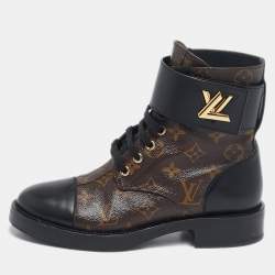 Louis Vuitton Monogram Canvas and Leather Wonderland Flat Ranger Boots Size 36.5