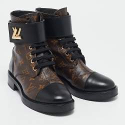 Louis Vuitton Monogram Canvas and Leather Wonderland Flat Ranger Boots Size 36.5