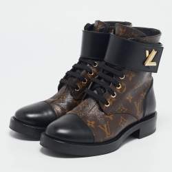Louis Vuitton Monogram Canvas and Leather Wonderland Flat Ranger Boots Size 36.5