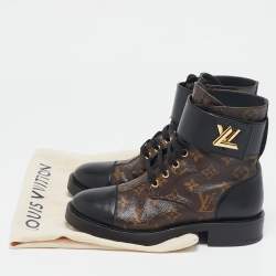 Louis Vuitton Monogram Canvas and Leather Wonderland Flat Ranger Boots Size 36.5