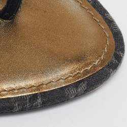 Pre Owned Louis Vuitton Black Denim Trim Monogram Thong Sandals Size 37