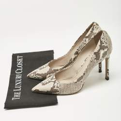 Louis Vuitton Beige/Grey Python Leather Pointed Toe Pumps Size 39.5