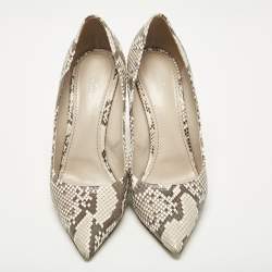 Louis Vuitton Beige/Grey Python Leather Pointed Toe Pumps Size 39.5