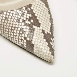 Louis Vuitton Beige/Grey Python Leather Pointed Toe Pumps Size 39.5