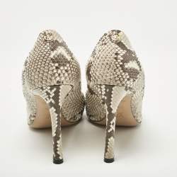 Louis Vuitton Beige/Grey Python Leather Pointed Toe Pumps Size 39.5