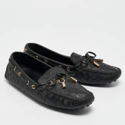 Louis Vuitton Black Monogram Empreinte Leather Gloria Loafers Size 38