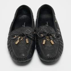 Louis Vuitton Black Monogram Empreinte Leather Gloria Loafers Size 38