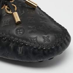 Louis Vuitton Black Monogram Empreinte Leather Gloria Loafers Size 38