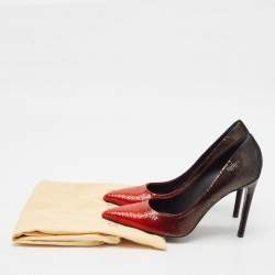 Louis Vuitton Black/Red Sequins Liza Pointed Toe Pumps Size 40