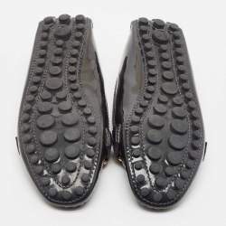 Louis Vuitton Dark Green Patent Leather Oxford Logo Slip On Loafers Size 36