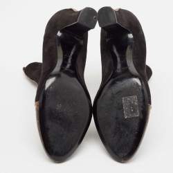 Louis Vuitton Black/Brown Suede and Monogram Canvas Revival Ankle Boots Size 38.5