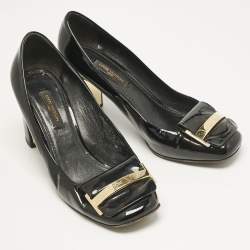 Pre Owned Louis Vuitton Black Patent Leather Round Toe Pumps Size 37