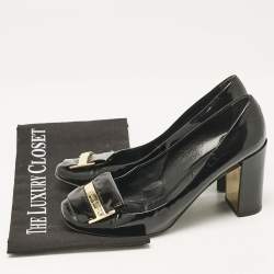 Pre Owned Louis Vuitton Black Patent Leather Round Toe Pumps Size 37