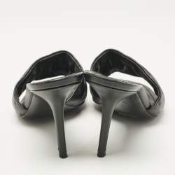 Pre Owned Louis Vuitton Black Monogram Embossed Leather Revival Slide Sandals Size 39