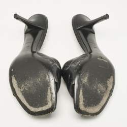 Pre Owned Louis Vuitton Black Monogram Embossed Leather Revival Slide Sandals Size 39